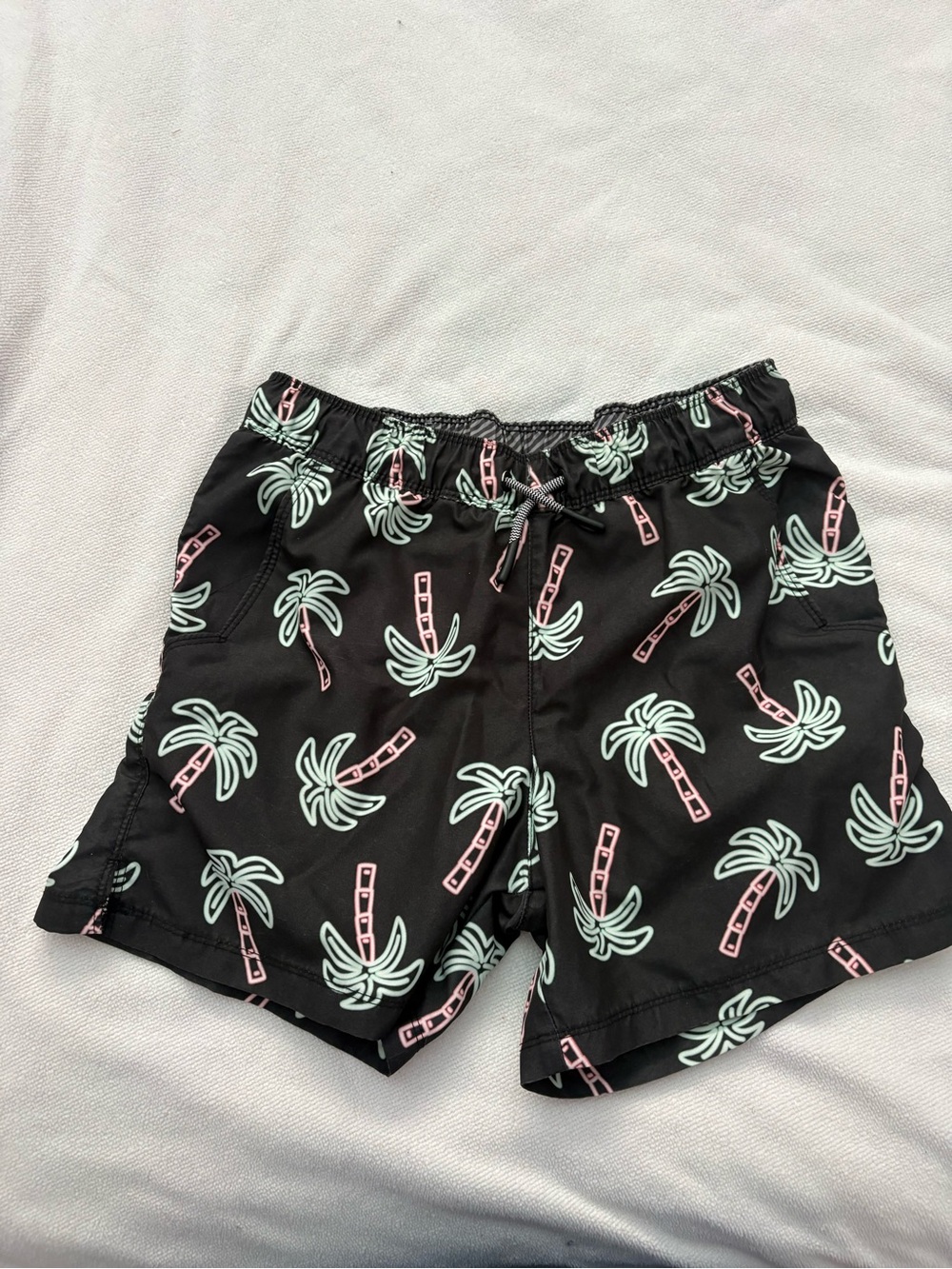 art class Black Swim Trunks with Mint Green & Light Pink Palm Trees